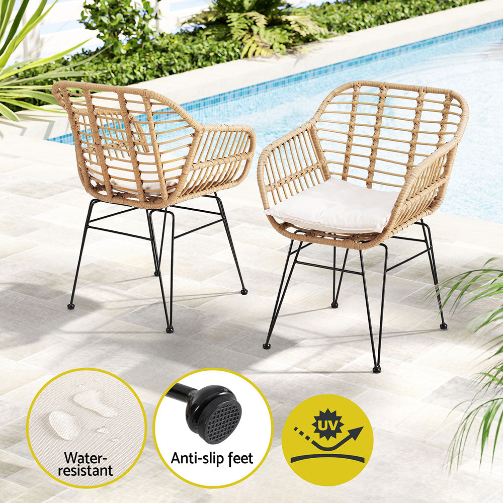Coastal 3-Piece Outdoor Bistro Set – Grey – Natural Finish