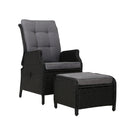 Outdoor Adjustable Wicker Recliner Chair – Black