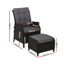 2-Piece Wicker Recliner Chair Set – Outdoor Loungers, Black