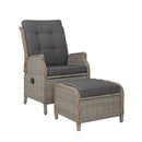 Outdoor Adjustable Wicker Recliner Chair – Grey