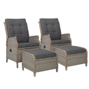 2-Piece Wicker Recliner Chair Set – Outdoor Loungers, Grey