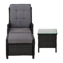 5-Piece Outdoor Recliner & Table Set – Wicker Furniture, Black