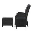 5-Piece Outdoor Recliner & Table Set – Wicker Furniture, Black
