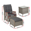 5-Piece Outdoor Recliner & Table Set – Wicker Furniture, Grey