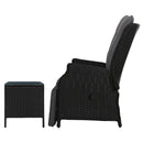 3-Piece Outdoor Recliner & Table Set – Wicker, Black Finish