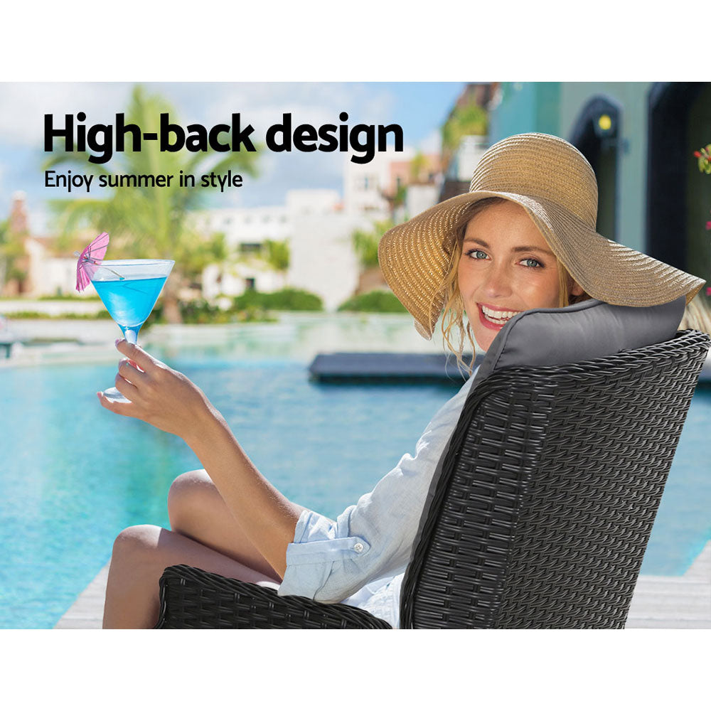 Santorini Wicker Reclining Chair – Black