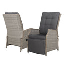 2-Piece Patio Recliner Chair Set – Wicker Style, Grey