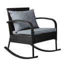 Outdoor Rocking Chair – Wicker Patio Lounge, Black