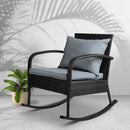 Outdoor Rocking Chair – Wicker Patio Lounge, Black