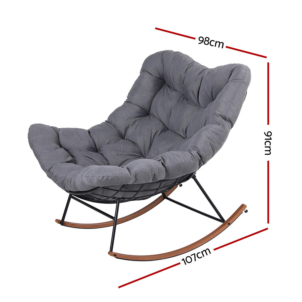 Papasan Outdoor Rocking Chair – Grey