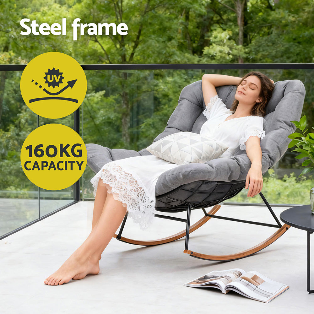 Papasan Outdoor Rocking Chair – Grey