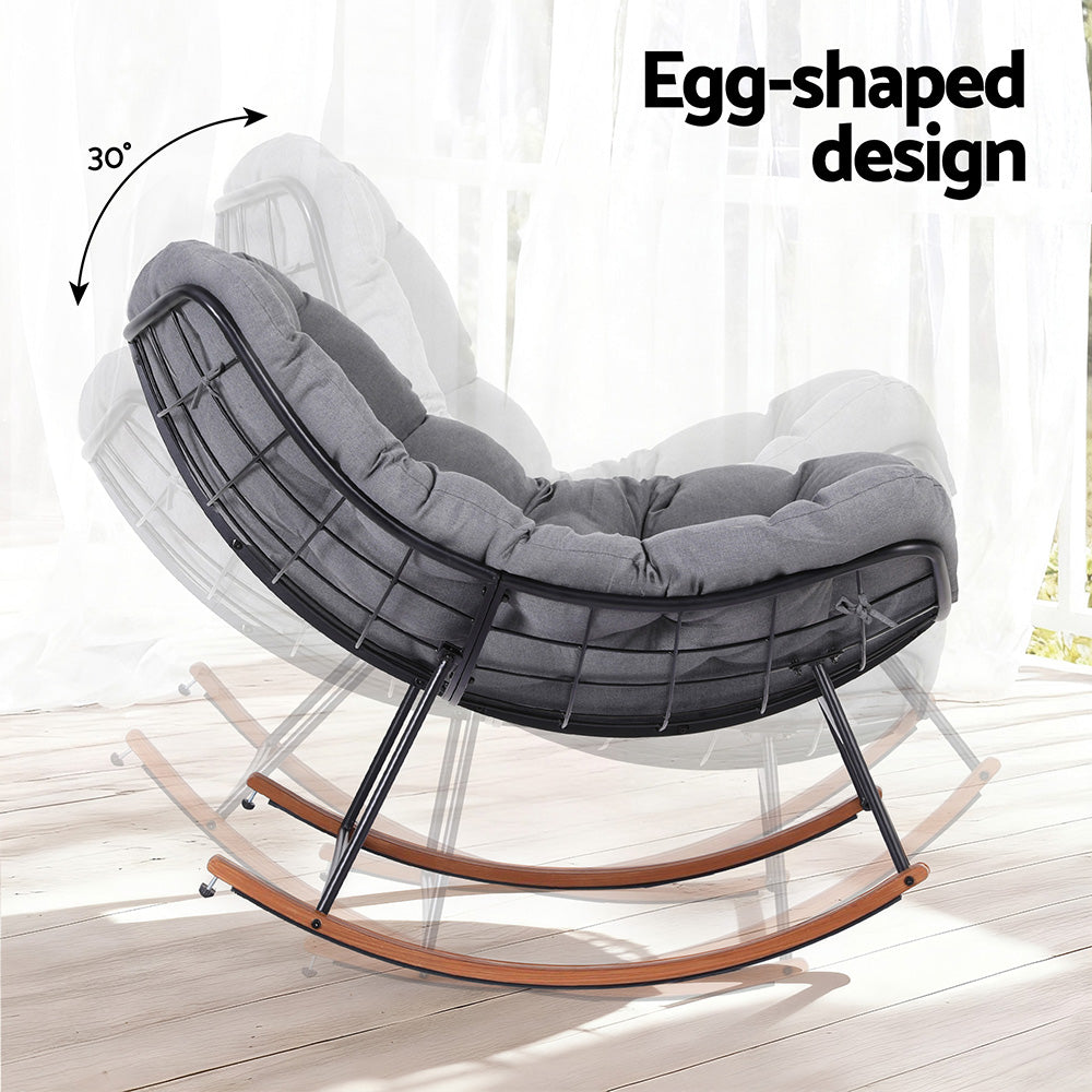 Papasan Outdoor Rocking Chair – Grey