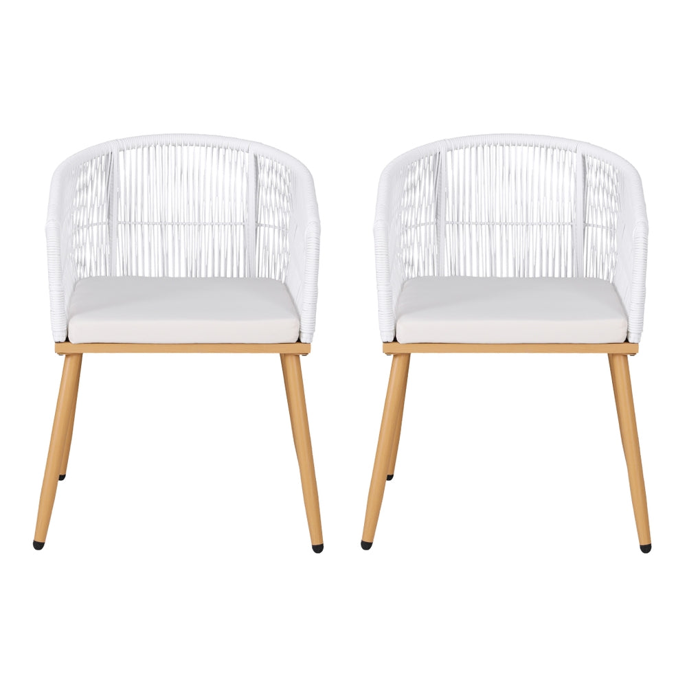 Atlas Outdoor Dining Chairs – White – Set of 2