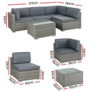 5-Piece Outdoor Sofa Set – Wicker Lounge, Grey
