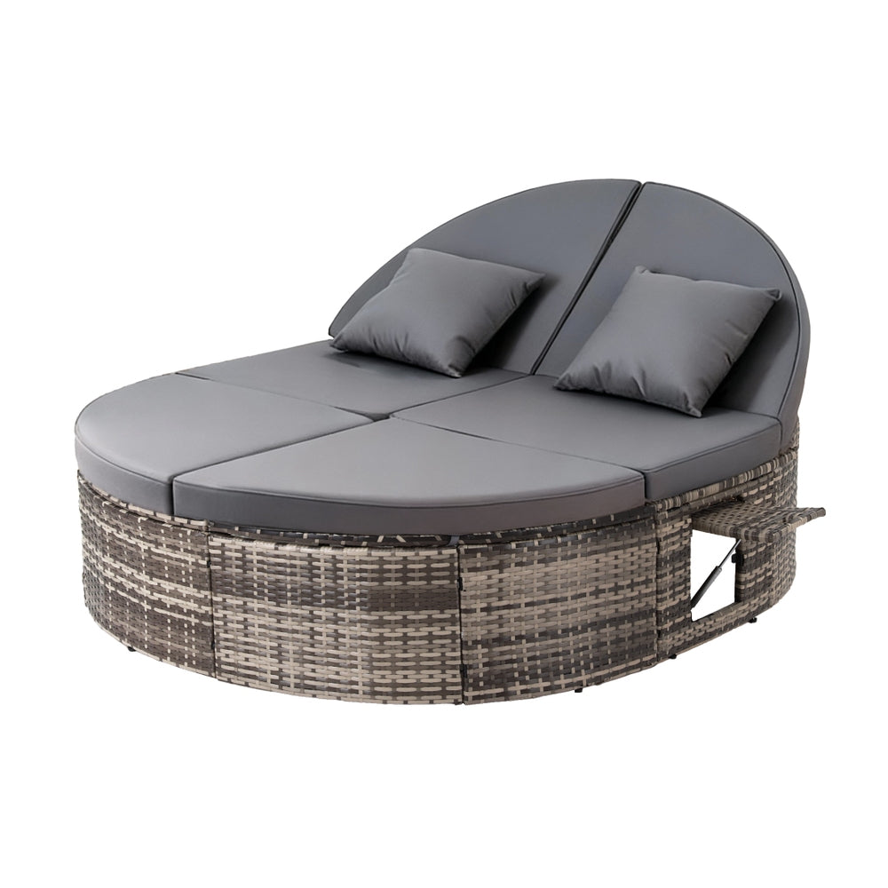Monaco Outdoor Day Bed with Side Trays – Grey – Single