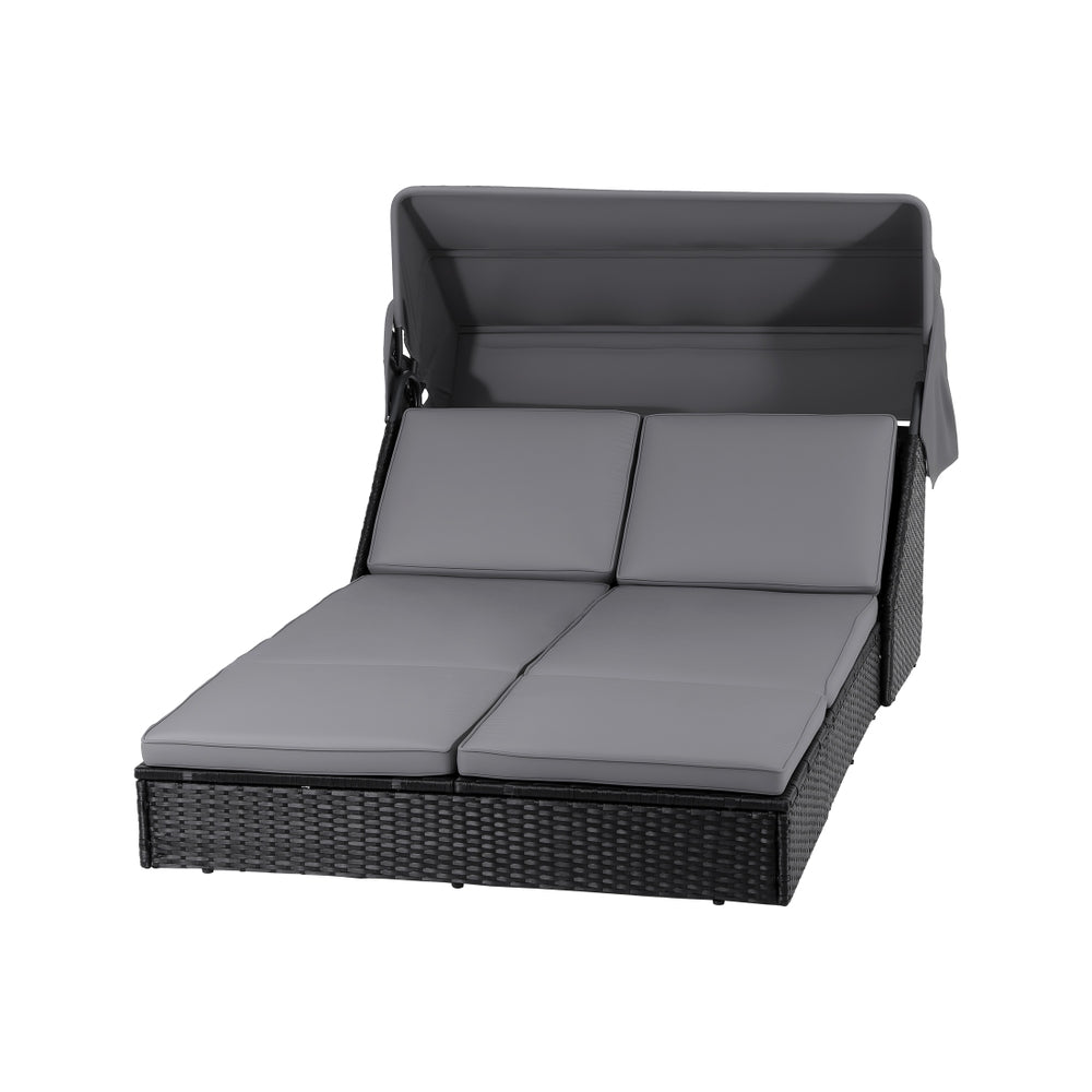 Valencia Outdoor Day Bed with Canopy – Black – Single