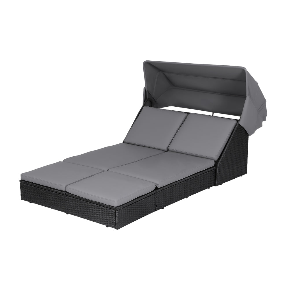 Valencia Outdoor Day Bed with Canopy – Black – Single