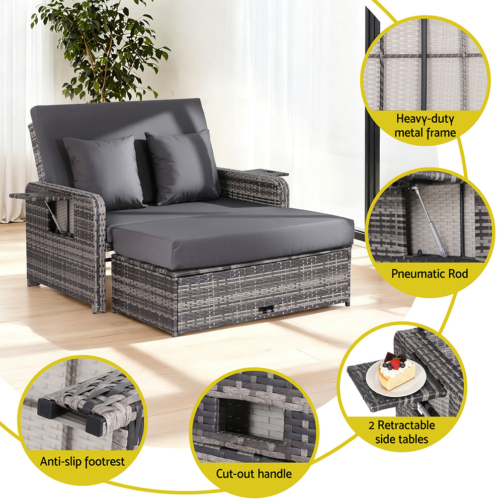 Santana Outdoor Day Bed – Grey – Double