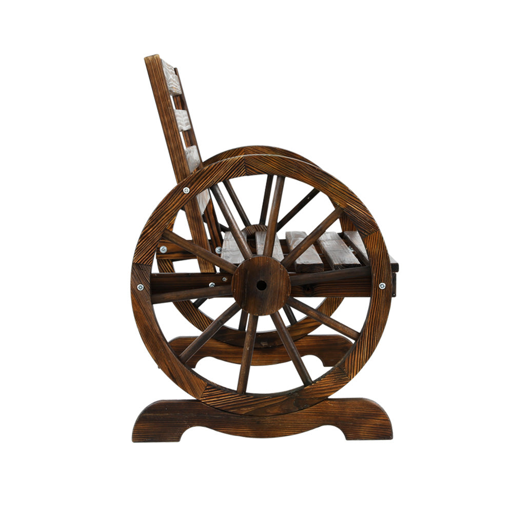 Frontier Wooden Wagon Chair – Brown – 2 Seater