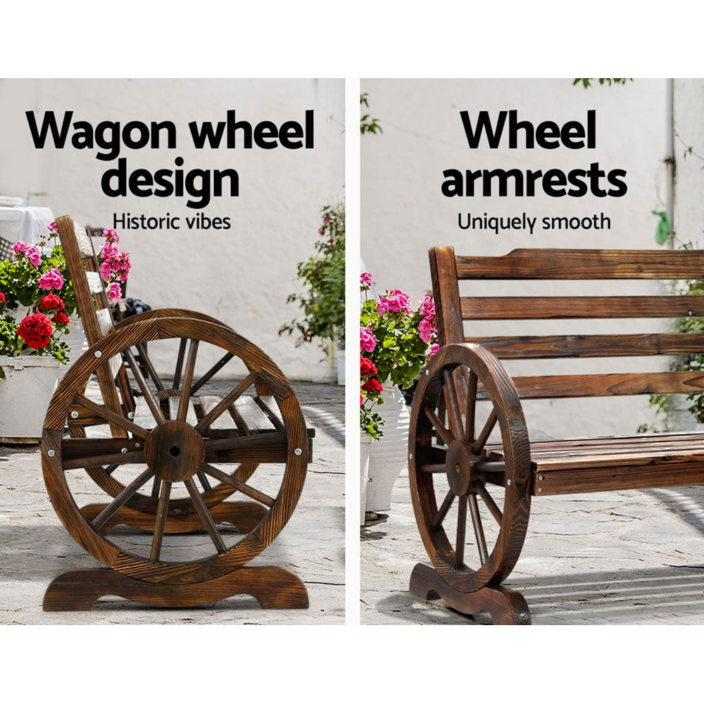 Frontier Wooden Wagon Chair – Brown – 2 Seater
