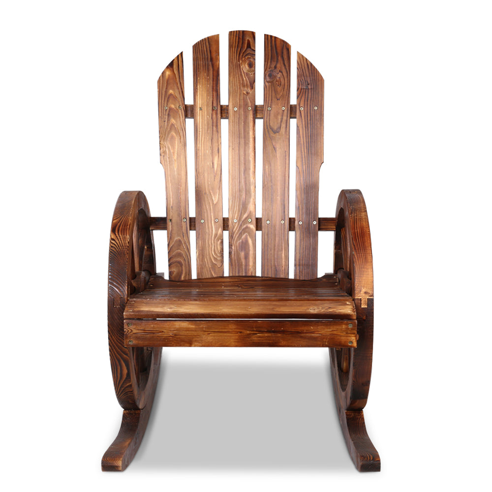 Settlers Wagon Wheel Rocking Chair – Brown