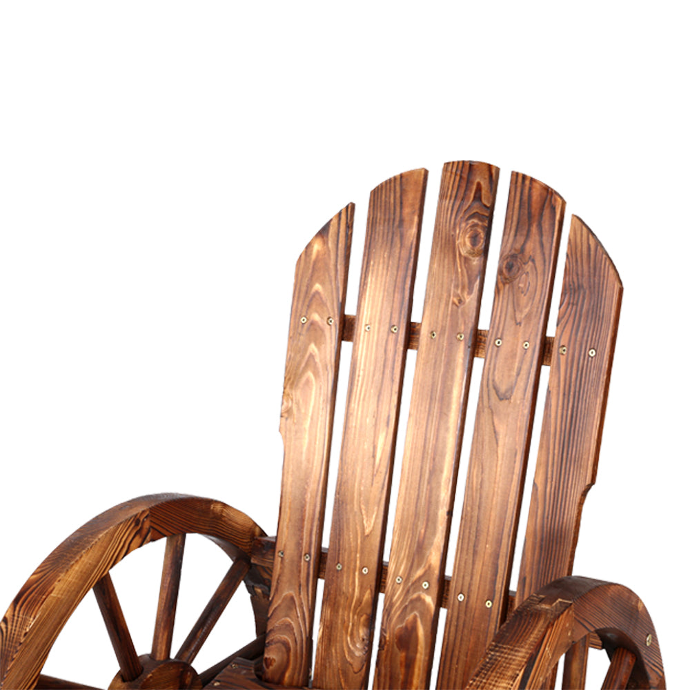 Settlers Wagon Wheel Rocking Chair – Brown