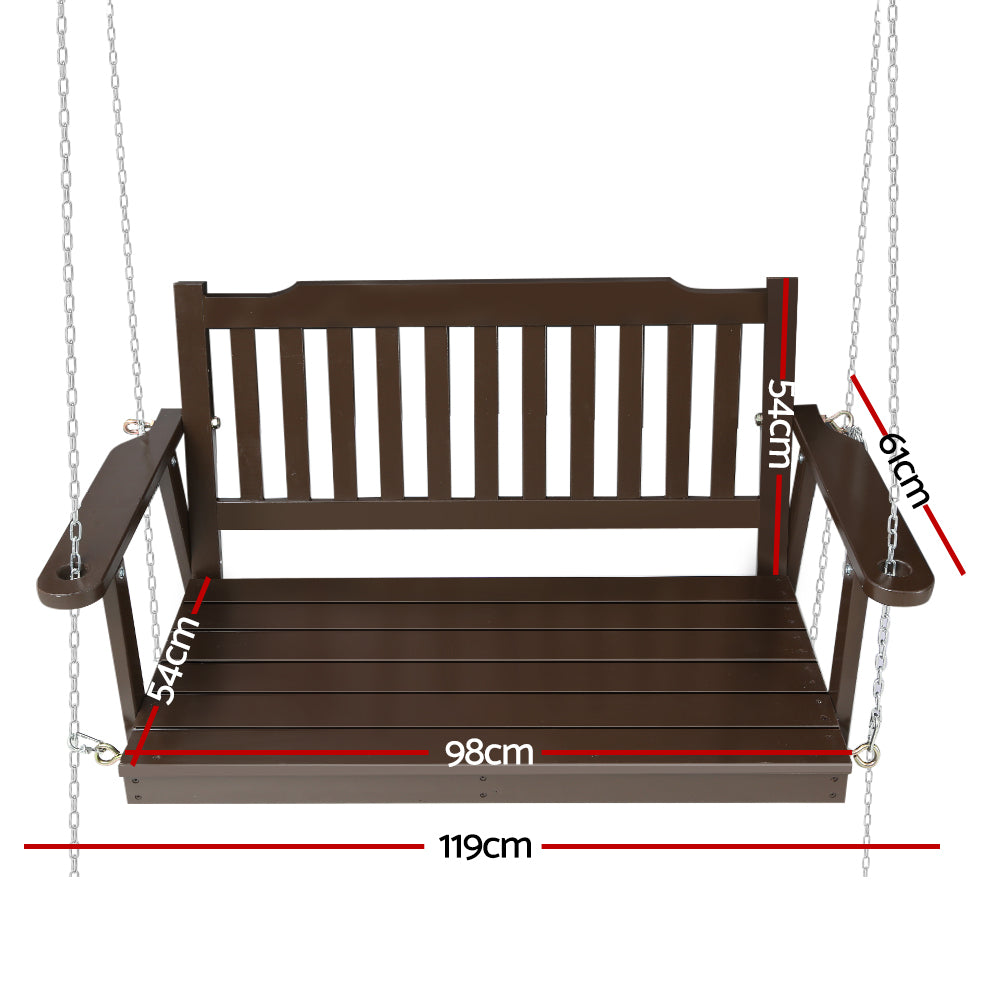 Harlow Wooden Porch Swing – Brown – 2 Seater