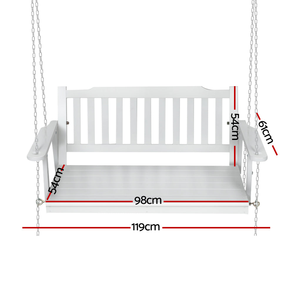 Harlow Wooden Porch Swing – White – 2 Seater