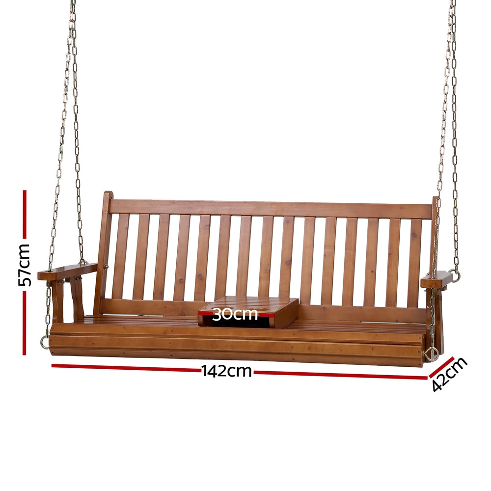 Devonport Porch Swing with Cup Holder – Brown – 2 Seater
