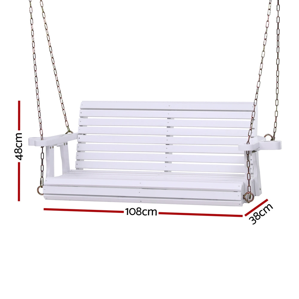 Devonport Porch Swing with Cup Holder – White – 2 Seater
