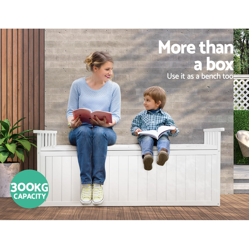 Alderon Outdoor Storage Bench – White – 129 cm