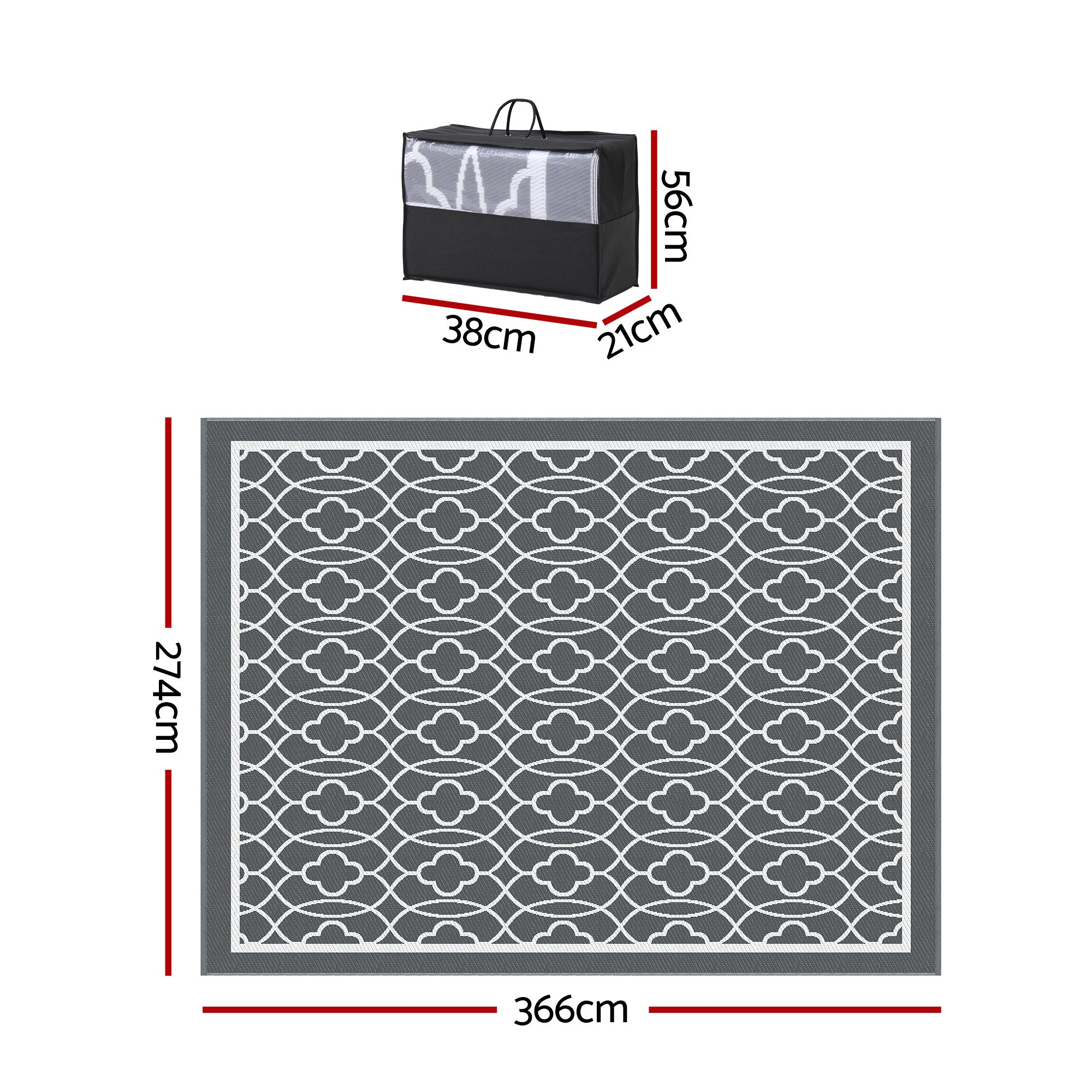 Hudson Outdoor Area Rug – Grey – Large