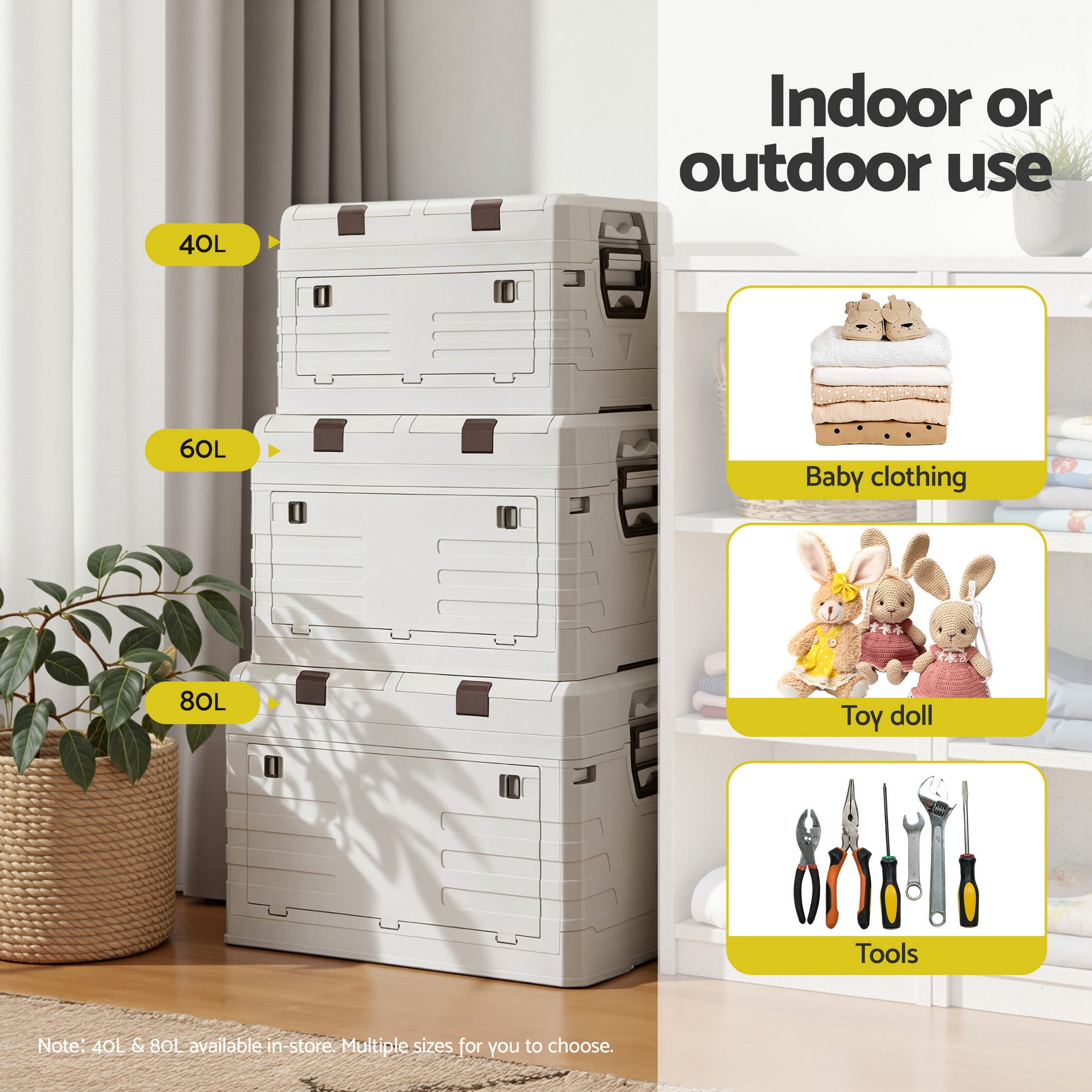 Linden Outdoor Storage Box – Beige – 60L
