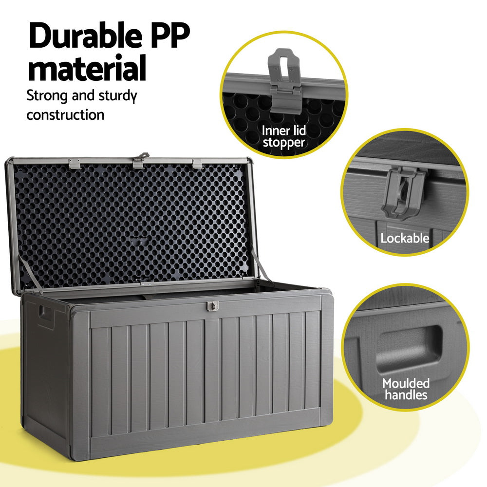 Denton Outdoor Storage Box – Grey & Black – 190L