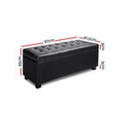 Blanket Storage Ottoman – Leather, 97cm Black