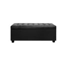 Blanket Storage Ottoman – Leather, 97cm Black