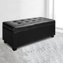 Blanket Storage Ottoman – Leather, 97cm Black