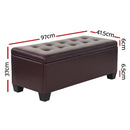 Blanket Storage Ottoman – Leather, 97cm Brown