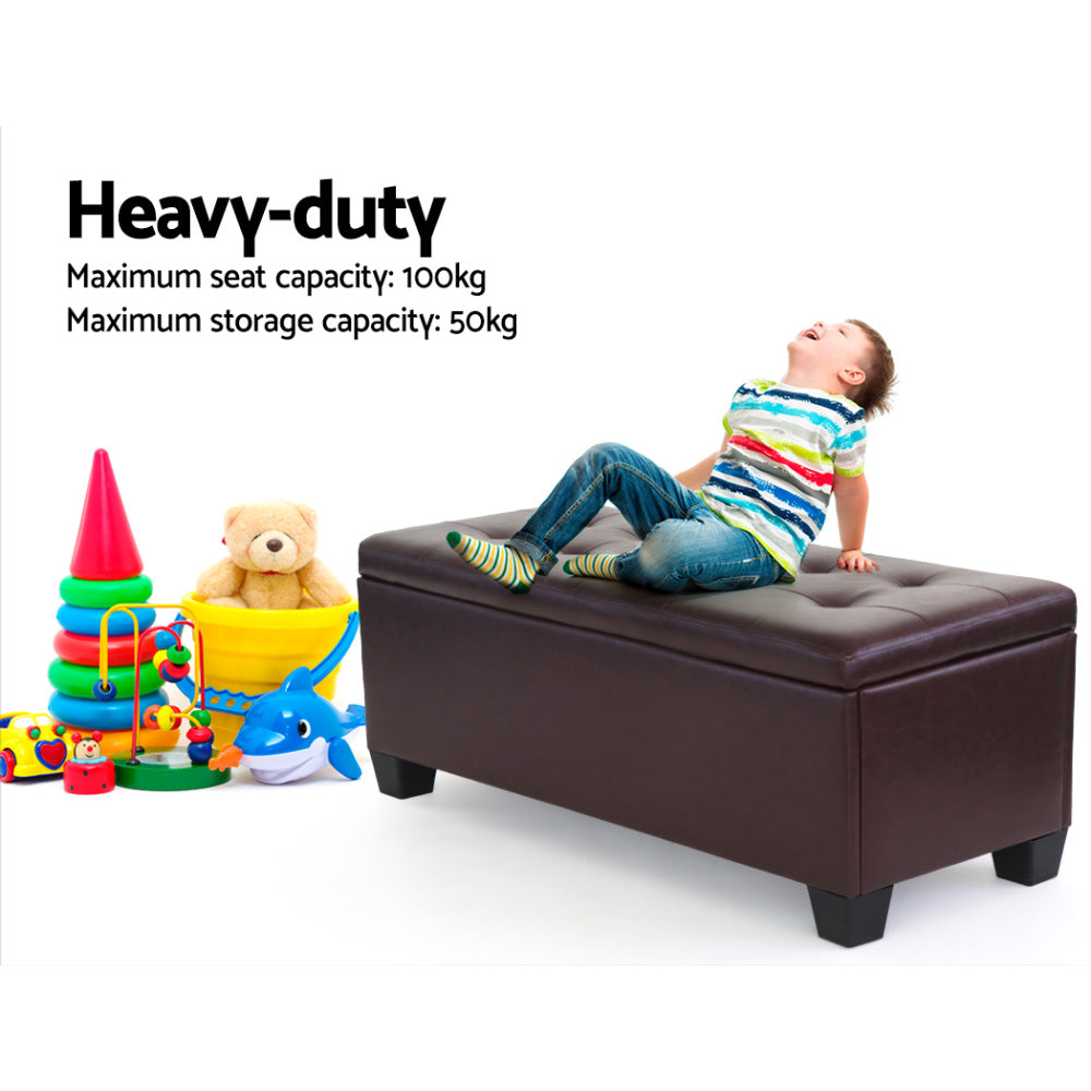 Kairo Storage Ottoman – Leather – Brown – 97 cm