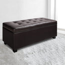Blanket Storage Ottoman – Leather, 97cm Brown