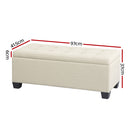 Blanket Storage Ottoman – Linen, 97cm Beige