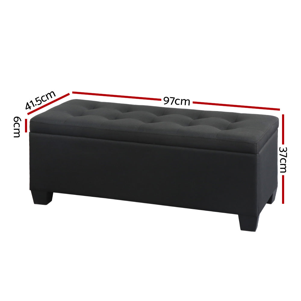 Dalton Storage Ottoman – Black – 97 cm