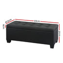 Blanket Storage Ottoman – Linen, 97cm Black