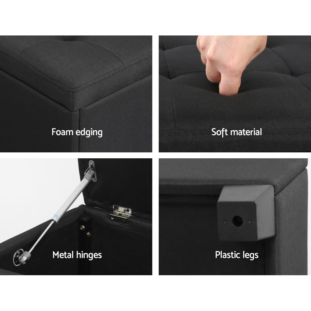 Dalton Storage Ottoman – Black – 97 cm
