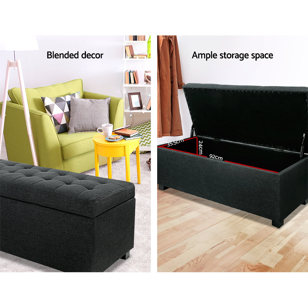 Baxter Storage Ottoman – Charcoal – 97 cm