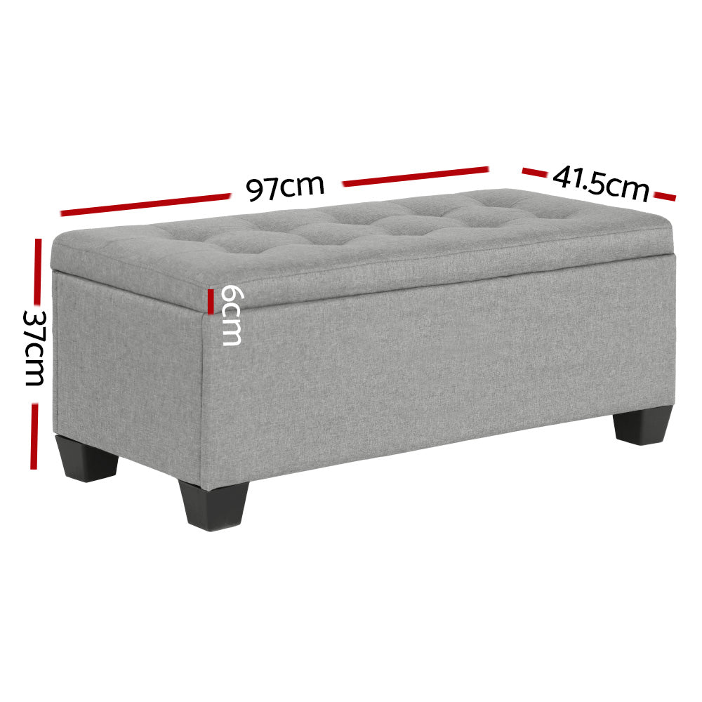 Sinclair Storage Ottoman – Grey – 97 cm