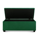 Velvet Blanket Storage Ottoman – 98cm, Green