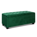 Velvet Blanket Storage Ottoman – 98cm, Green