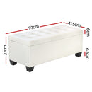 Blanket Storage Ottoman – Leather, 97cm White