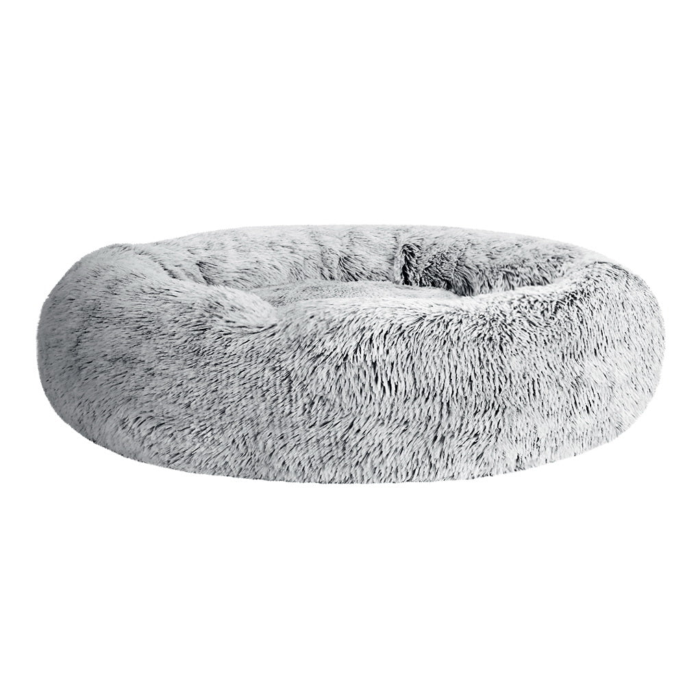Pet Bed Dog Cat 90cm Large Calming Soft Plush Light Charcoal